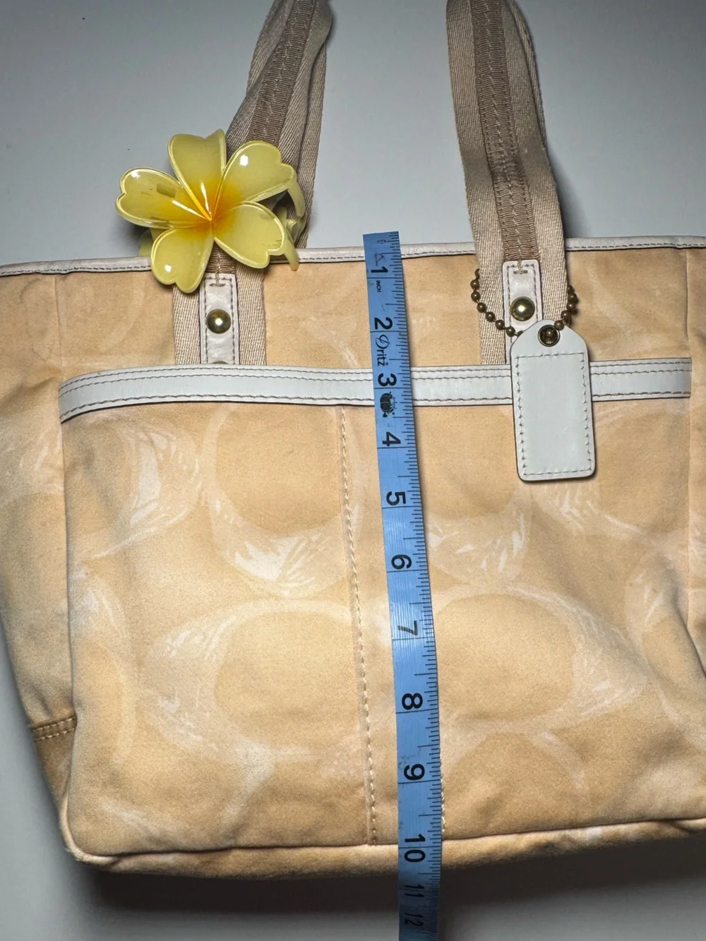 2007 Coach Hamptons Yellow Scribble Tote Bag